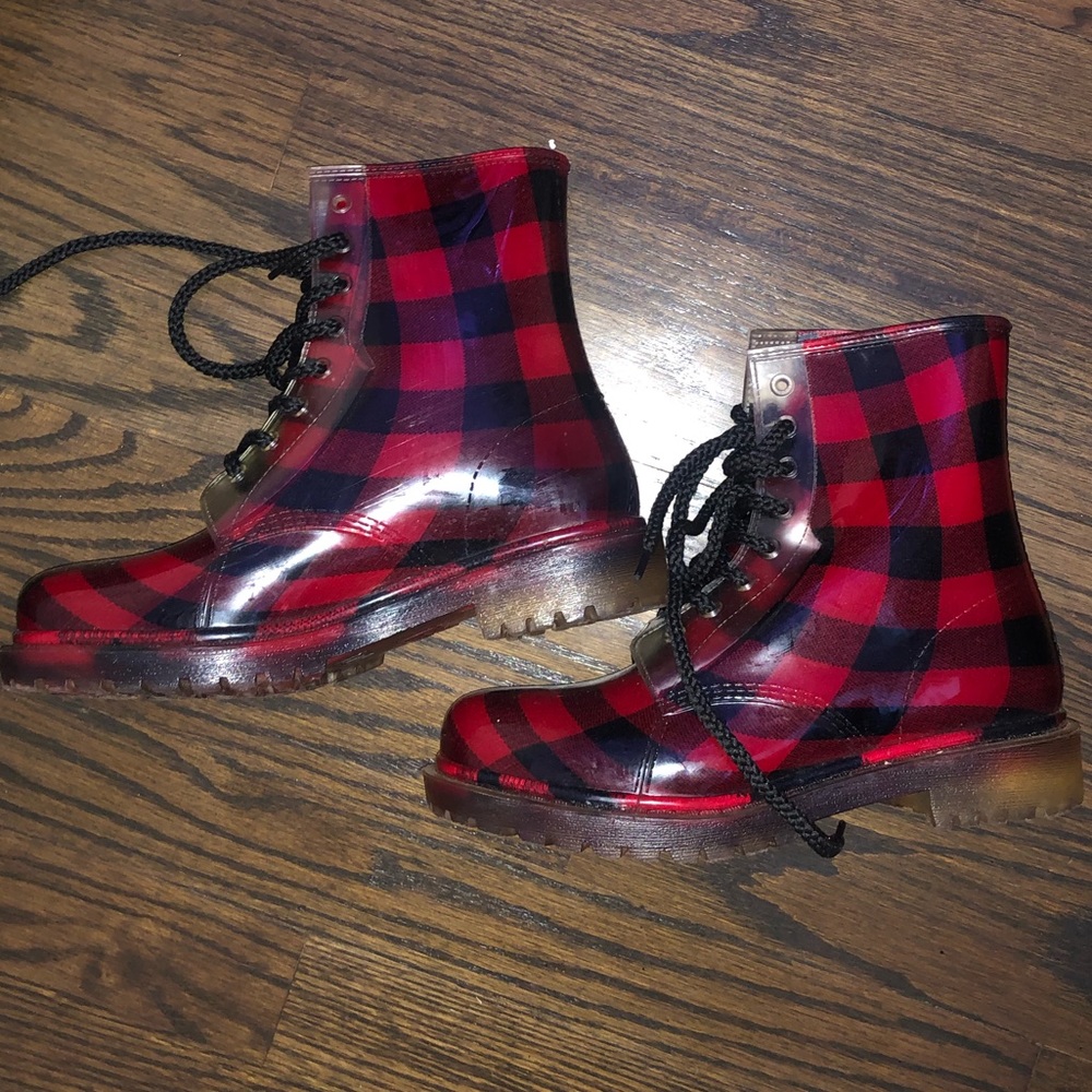 COPY - Red Plaid🔴Rain Boots☔️